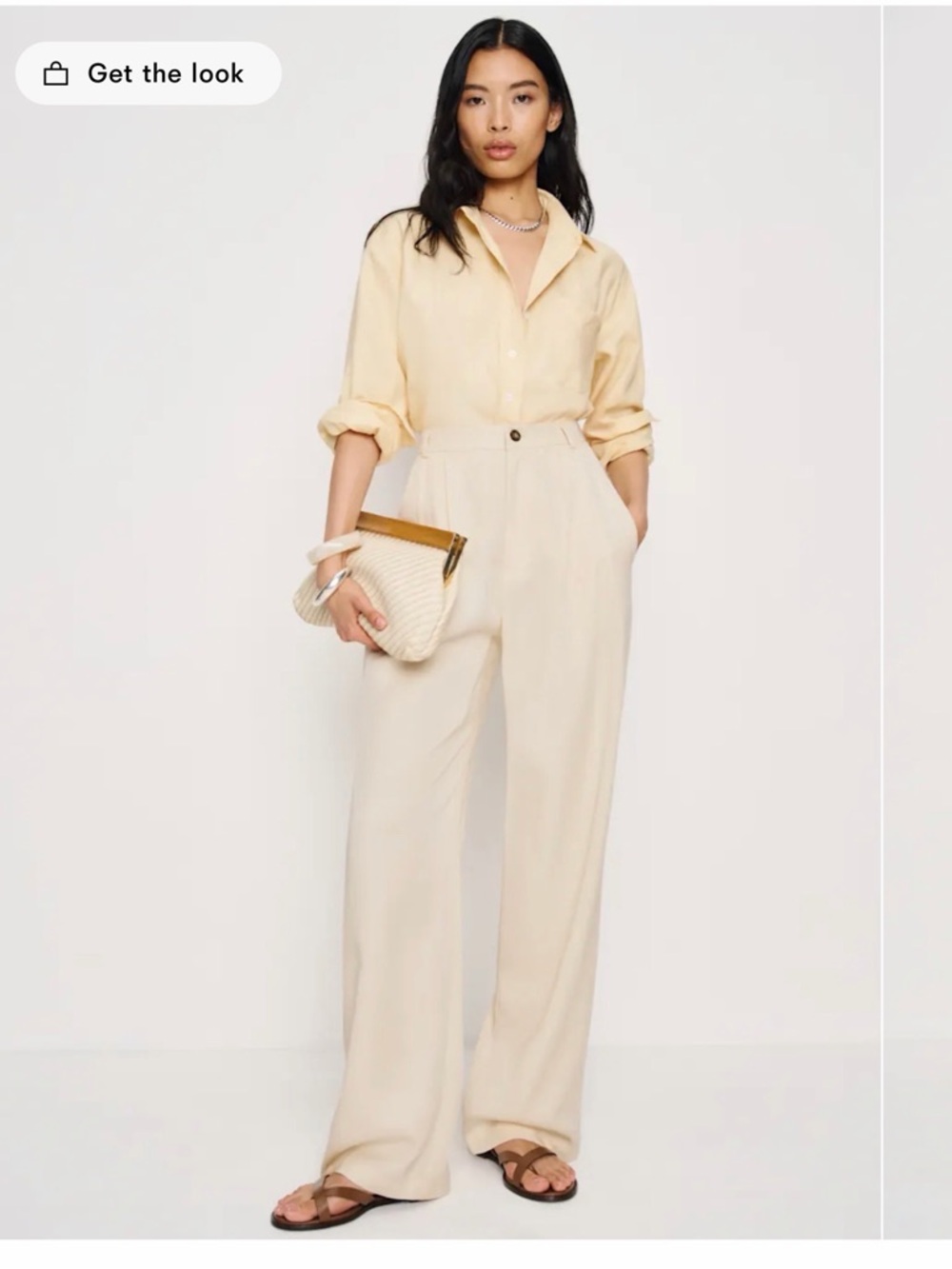 Reformation Wide Leg Pants in Cream